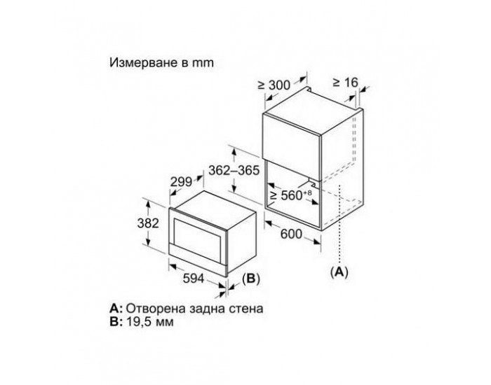 Вградена микровълнова фурна Bosch BFR7221B1 , 21 , Hydrolitic , Електронно