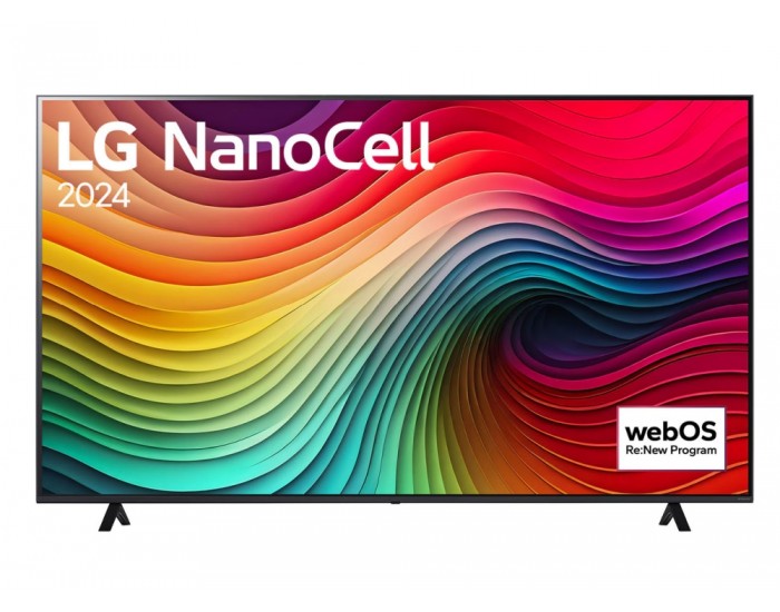 Телевизор LG 75NANO81T3A, 75" 4K HDR Smart Nano Cell TV, 3840x2160, DVB-T2/C/S2, AI Alpha 5 Gen7, HDR 10 PRO, webOS 24, ThinQ AI, WiFi, Clear Voice, AI Upscaling, Bluetooth, Hdmi, CI, LAN, AirPlay2, SPDIF, 2 Pole stand, Silver