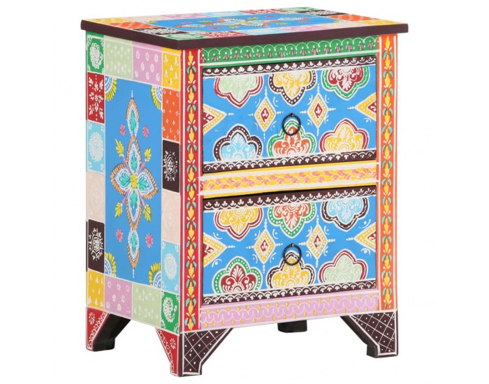 Sonata H Ръчно рисувано нощно шкафче, 40х30х50 см, манго масив
