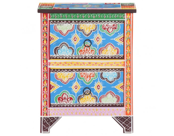 Sonata H Ръчно рисувано нощно шкафче, 40х30х50 см, манго масив