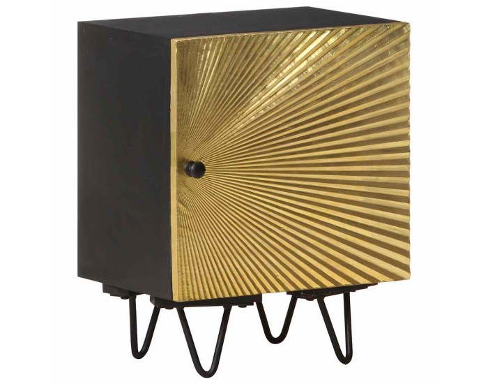 Sonata H Нощно шкафче с месингова предна част 40x30x50 см манго масив