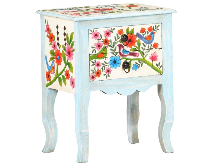 Sonata H Ръчно рисувано нощно шкафче, 40х30х50 см, манго масив