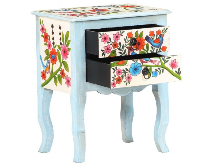 Sonata H Ръчно рисувано нощно шкафче, 40х30х50 см, манго масив