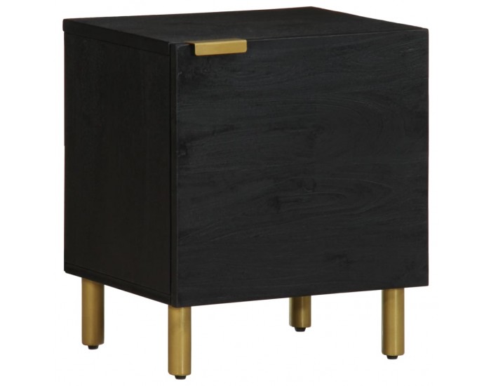 Sonata H Нощно шкафче, черно, 40x33x46 см, мангово дърво масив