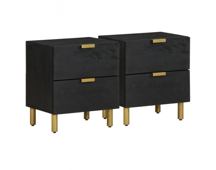 Sonata H Нощно шкафче, 2 бр, черни, 40x33x46 см, мангово дърво масив