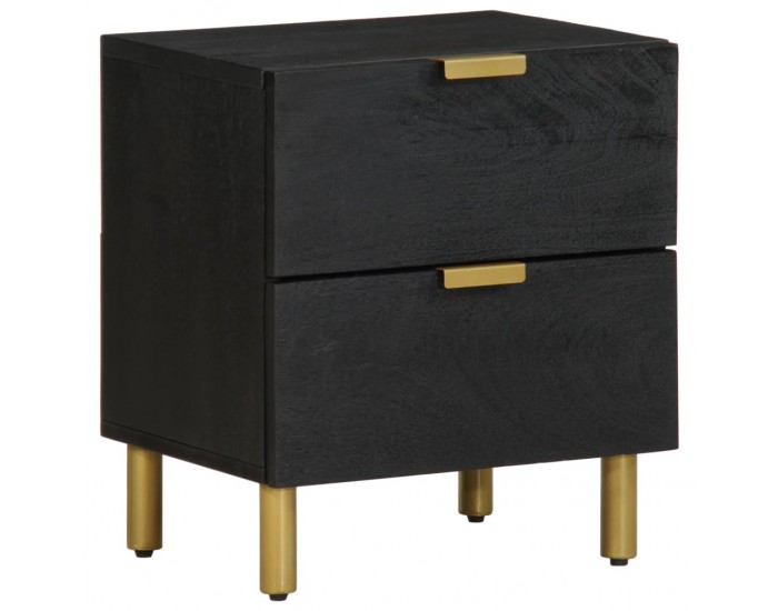 Sonata H Нощно шкафче, 2 бр, черни, 40x33x46 см, мангово дърво масив