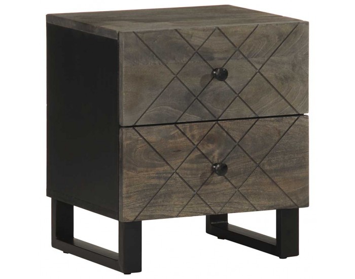 Sonata H Нощно шкафче, черно, 40x33x46 см, мангово дърво масив