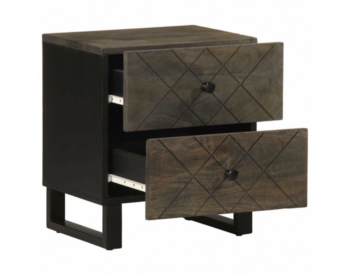 Sonata H Нощно шкафче, черно, 40x33x46 см, мангово дърво масив