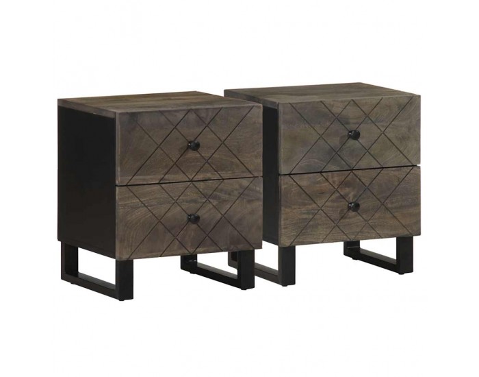 Sonata H Нощни шкафчета, черни, 2 бр, 40x33x46 см, манго масив