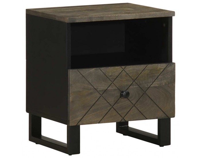 Sonata H Нощно шкафче, черно, 40x33x46 см, мангово дърво масив