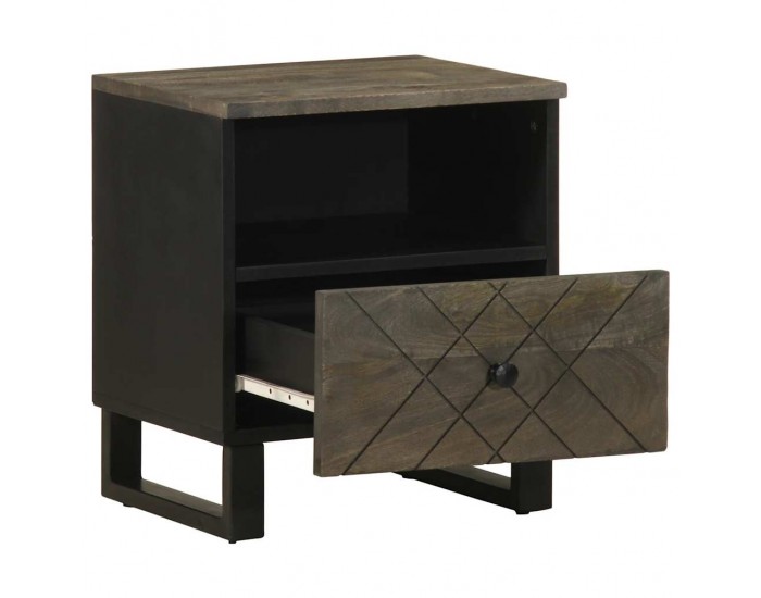 Sonata H Нощно шкафче, черно, 40x33x46 см, мангово дърво масив