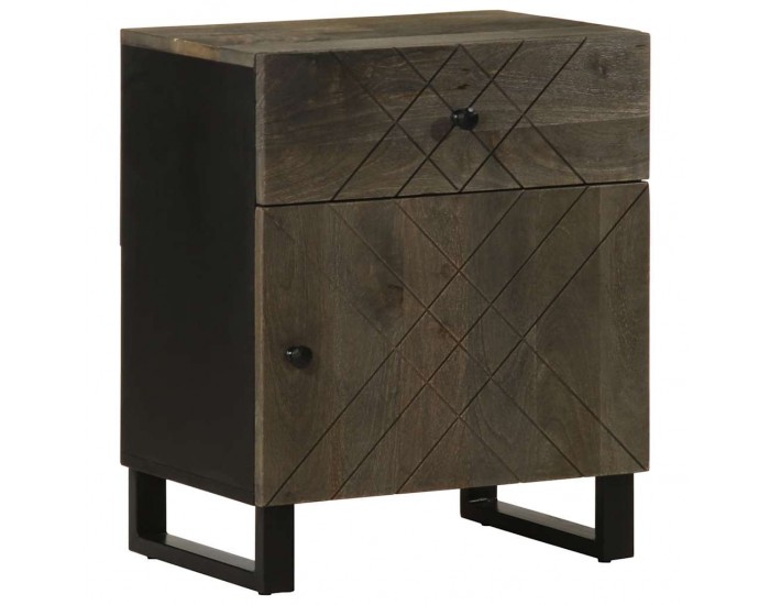 Sonata H Нощно шкафче, черно, 50x33x60 см, мангово дърво масив