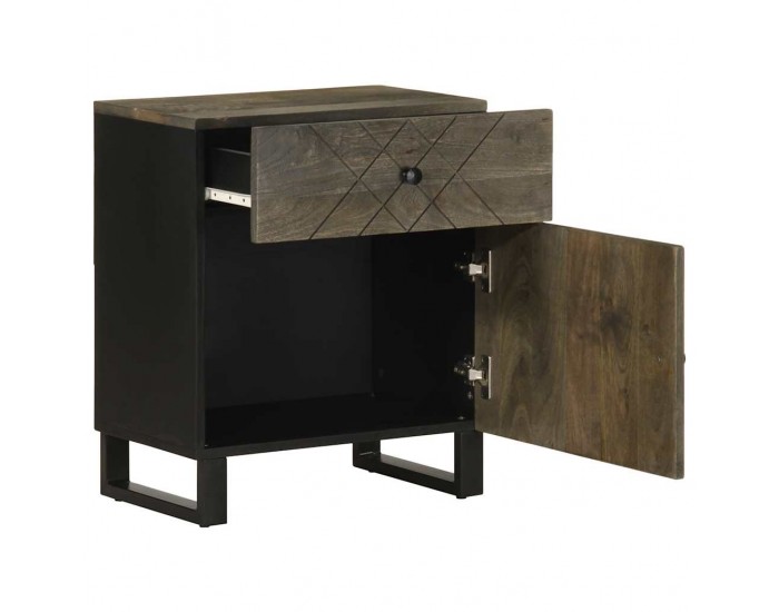 Sonata H Нощно шкафче, черно, 50x33x60 см, мангово дърво масив