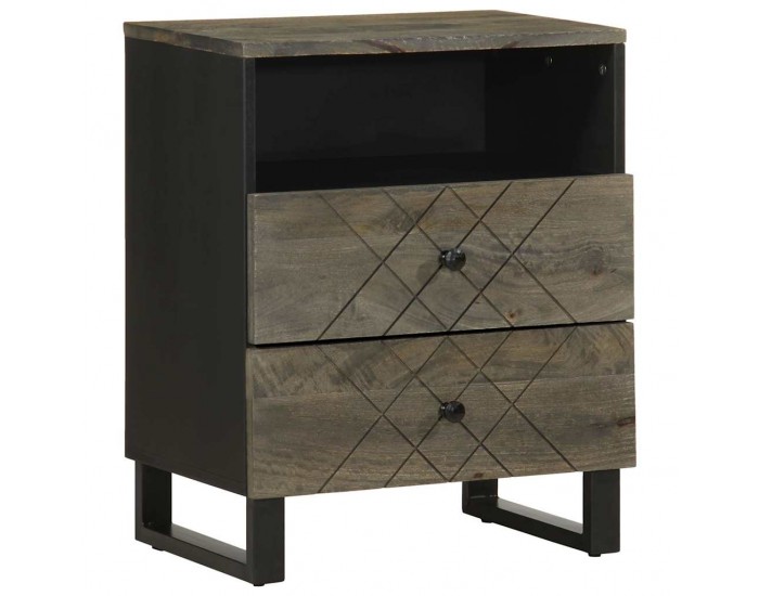 Sonata HL Нощно шкафче черно 50x33x62 cm Масивна дървесина Манго