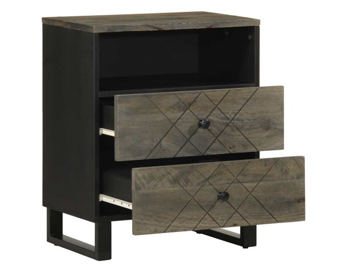 Sonata HL Нощно шкафче черно 50x33x62 cm Масивна дървесина Манго