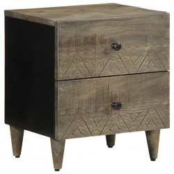 Sonata H Нощно шкафче Светло сиво 40x33x46 cm Масивна дървесина Манго - Нощни шкафчета