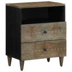 Sonata H Нощно шкафче Светло сиво 50x33x60 cm Масивна дървесина Манго - Спалня