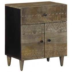 Sonata H Нощно шкафче Светло сиво 50x33x60 cm Масивна дървесина Манго - Спалня