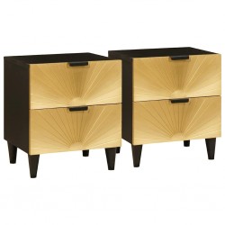 Sonata H Нощно шкафче с чекмедже 2 pcs Черен и златен 40 x 33.5 x 46 см - Нощни шкафчета
