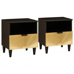 Sonata H Нощно шкафче с чекмедже 2 pcs Черен и златен 40 x 33 x 46 см - Нощни шкафчета