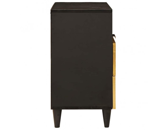 Sonata H Нощно шкафче Черен и златен 50 x 33 x 60 см мангово дърво масив