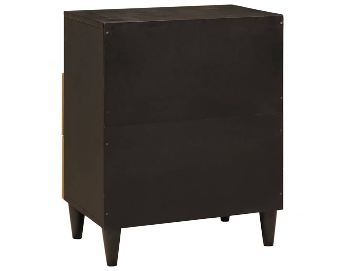 Sonata H Нощно шкафче Черен и златен 50 x 33 x 60 см мангово дърво масив