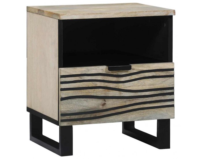 Sonata H Нощен шкаф Бяло и черно 40 x 33 x 46 см мангово дърво масив