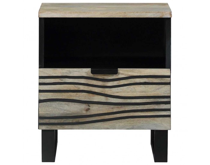 Sonata H Нощен шкаф Бяло и черно 40 x 33 x 46 см мангово дърво масив