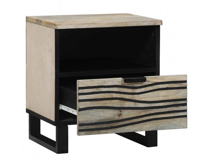 Sonata H Нощен шкаф Бяло и черно 40 x 33 x 46 см мангово дърво масив