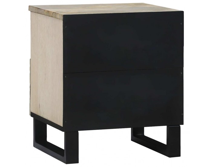 Sonata H Нощен шкаф Бяло и черно 40 x 33 x 46 см мангово дърво масив