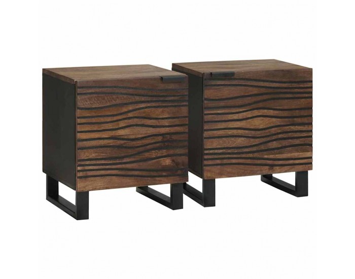 Sonata H Нощен шкаф 2 pcs Орех 40 x 33 x 46 см мангово дърво масив