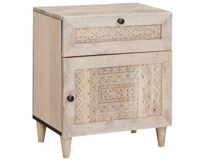 Sonata H Нощно шкафче с врата Бежово 50 x 33 x 60 см мангово дърво масив