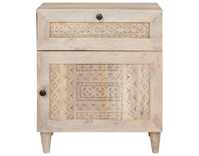 Sonata H Нощно шкафче с врата Бежово 50 x 33 x 60 см мангово дърво масив