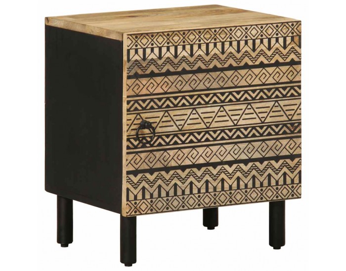 Sonata H Нощно шкафче, черен, 40x33,5x46 см, грубо мангово дърво масив
