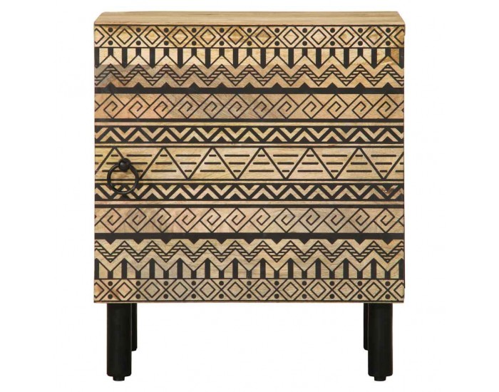 Sonata H Нощно шкафче, черен, 40x33,5x46 см, грубо мангово дърво масив