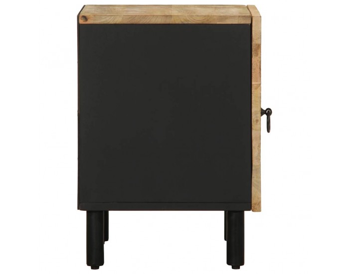 Sonata H Нощно шкафче, черен, 40x33,5x46 см, грубо мангово дърво масив