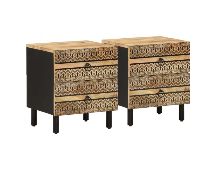 Sonata H Шкафове за легло 2 бр. черни Масивна груба дървесина Манго