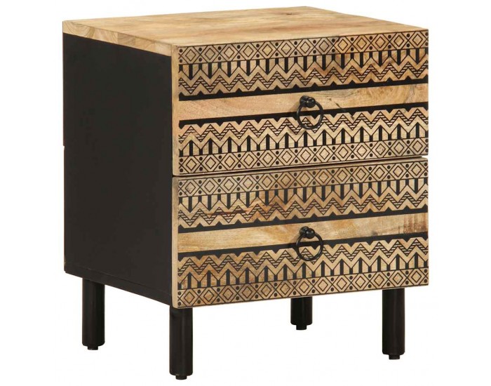 Sonata H Шкафове за легло 2 бр. черни Масивна груба дървесина Манго