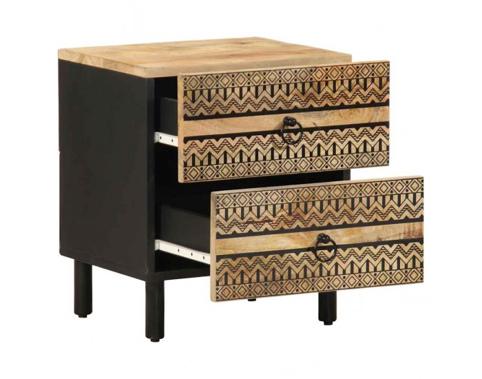 Sonata H Шкафове за легло 2 бр. черни Масивна груба дървесина Манго