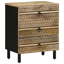 Sonata H Нощно шкафче, черен, 50x33x62 см, масивно грубо дърво манго - Нощни шкафчета