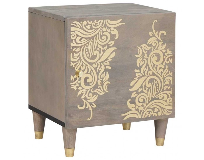 Sonata H Нощен шкаф Сив 40 x 33 x 46 см мангово дърво масив