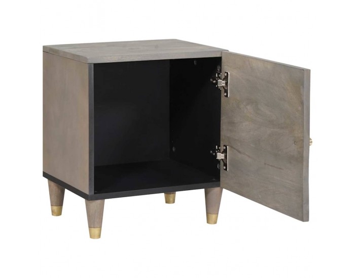 Sonata H Нощен шкаф Сив 40 x 33 x 46 см мангово дърво масив