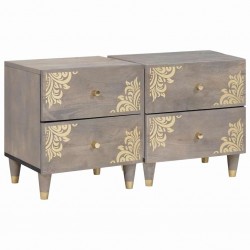 Sonata H Нощен шкаф 2 pcs Сив 40 x 33 x 46 см мангово дърво масив - Нощни шкафчета