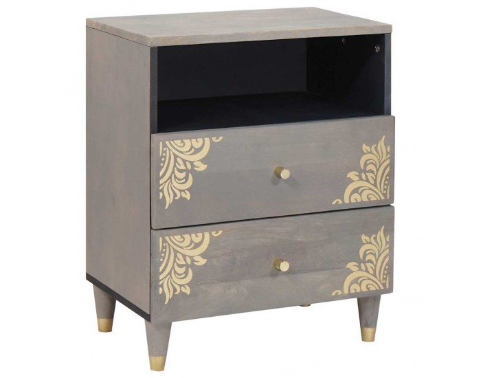 Sonata H Нощен шкаф с чекмедже Сив 50 x 33 x 62 см мангово дърво масив