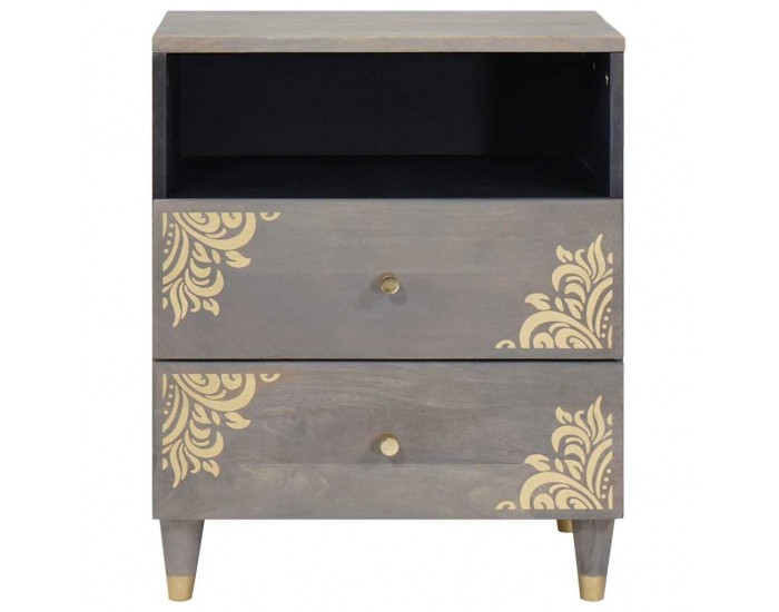 Sonata H Нощен шкаф с чекмедже Сив 50 x 33 x 62 см мангово дърво масив