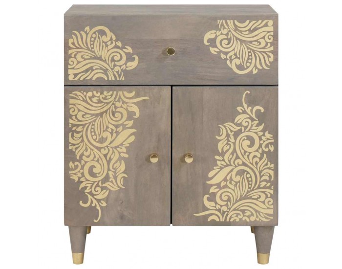 Sonata H Нощен шкаф с чекмедже Сив 50 x 33 x 60 см мангово дърво масив