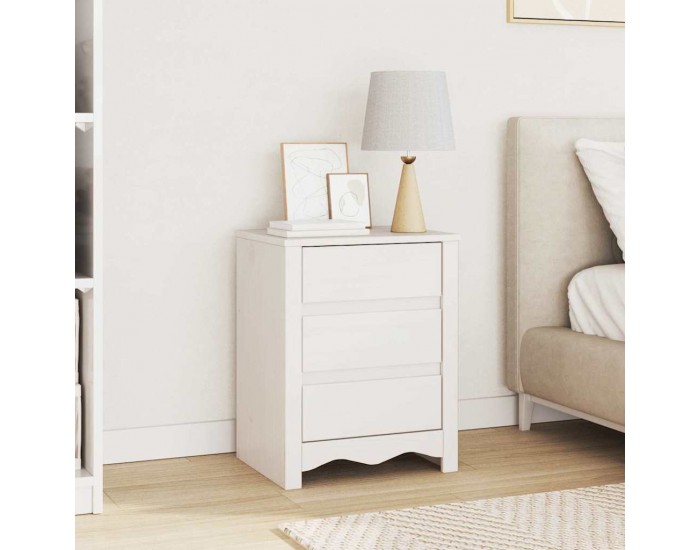 Sonata H Нощен шкаф Drammen Бяло 45 x 35 x 56 см Борово дърво масив