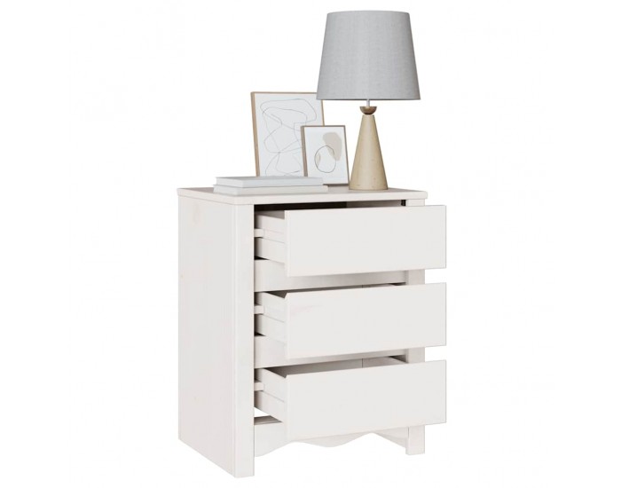 Sonata H Нощен шкаф Drammen Бяло 45 x 35 x 56 см Борово дърво масив