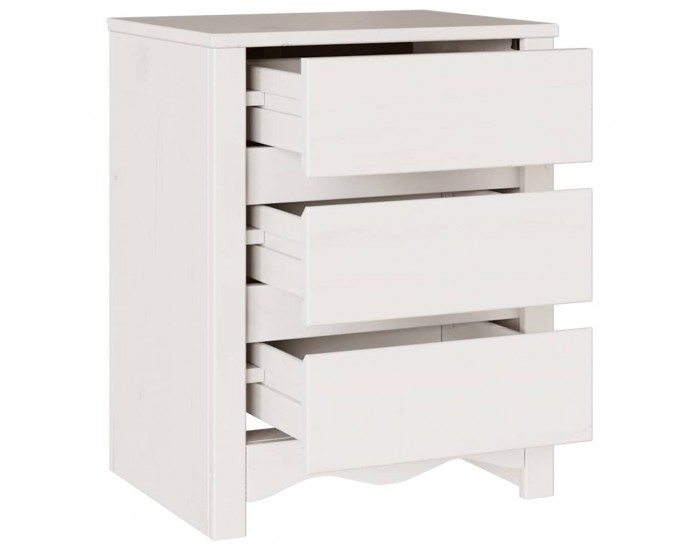 Sonata H Нощен шкаф Drammen Бяло 45 x 35 x 56 см Борово дърво масив