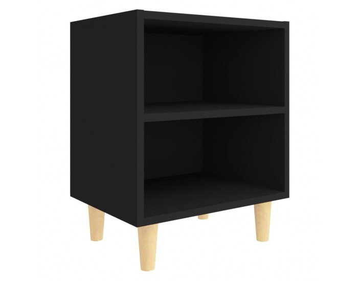 Sonata H Нощни шкафчета с крака от дървен масив 2 бр черни 40x30x50 см